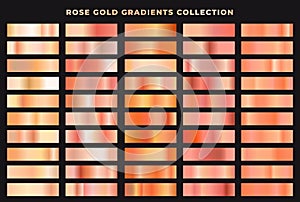 Set of rose gold gradients, foil texture backgrounds collection.