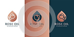 Set of rose oil logo template with different unique concept Premium Vector