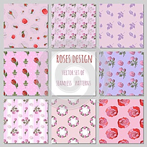 Set of roses  patterns in periwinkle