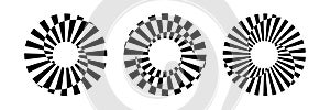 Set of Rotating Circular Black and White Design Elements