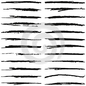 Set of rough grunge vector brushes. Black lines with torn edges isolated