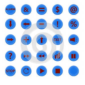 Set of round buttons blue