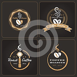 Set of round coffee shop badges and labels