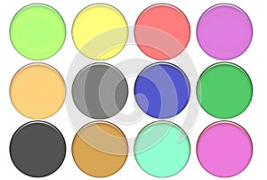 Set round color glass buttons