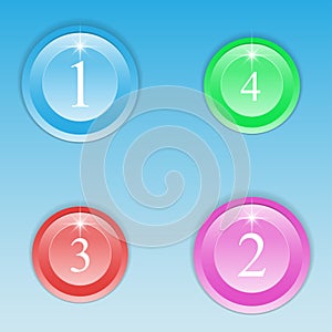 Set of round colored buttons