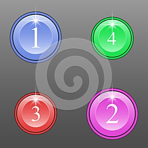 Set of round colored buttons