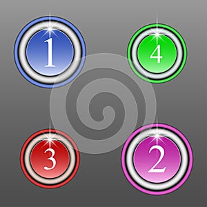 Set of round colored buttons