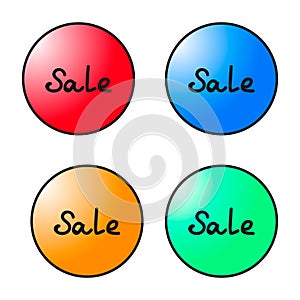 Set of round colorful sale tags. Vector graphics