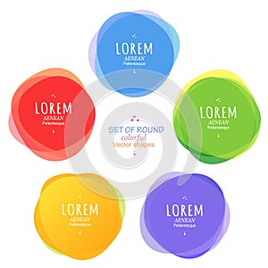 Set of round colorful vector shapes. Abstract banners.