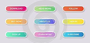 Set of round colorful web buttons with outline for internet store design.