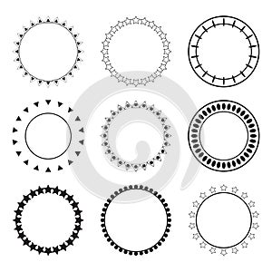 Set of round frames. Decoration design elements. Ethnic borders