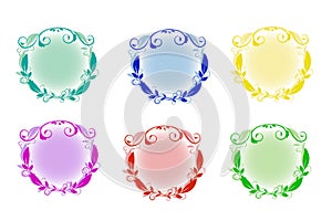 set of round frames with floral design