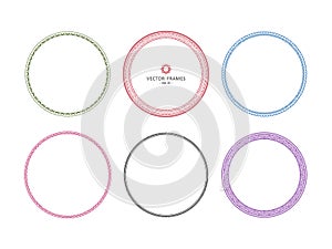 Set of round frames with floral and neutral ornaments. Decorative frames for your design on a white background. Vector