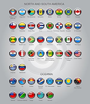 Set of round glossy flags of sovereign countries