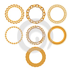 Set of round golden chain frames.
