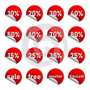 set of round gradient red discount voucher vector design