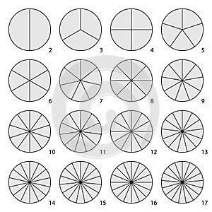 Set of round graphic pie charts icons. Segment of circle infogra