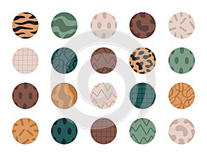 Set of round highlight covers for social media, abstract shapes and lines