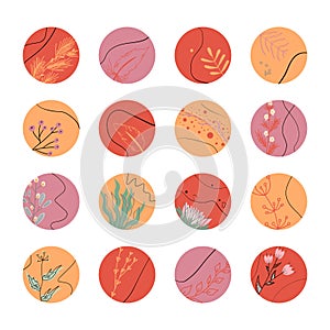 A set of round icons on the theme of nature.