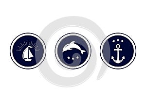 Maritime emblem icon. Vector illustration. photo