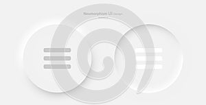 A set of round menu buttons on a white background. User interface elements in the style of neumorphism, UX, UI.