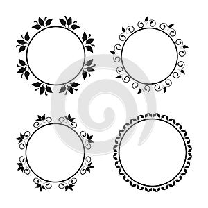 Set of round ornate borders. Frames with floral ornaments.
