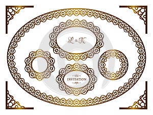 Set of round and oval lace frames