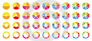 Set Of Round Pie Charts Color