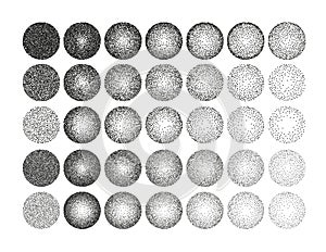 Set of 35 round stipple pattern for design. Tile spots photo