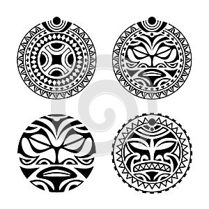 Set of round tattoo ornament maori style