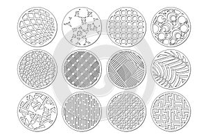 Set round template for cutting. Abstract line, geometric pattern. Laser cut. Set ratio 1:2. Vector illustration