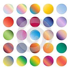 Set of rounded holographic gradient sphere button. Vector illustration