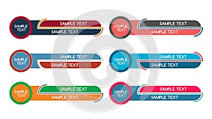 Set of rounded tv bars in different colors