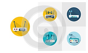 Set of Router flat icon vector template, Technology design icon concepts, Creative design