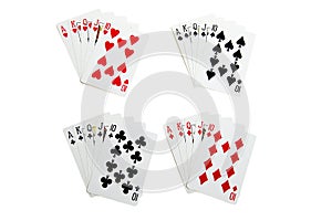 Set of royal flush cards for poker