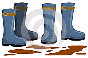 Set of Rubber boot on white