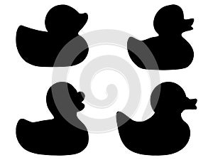 Set of Rubber duck silhouette vector art