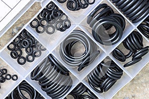 A set of rubber sealing gaskets.