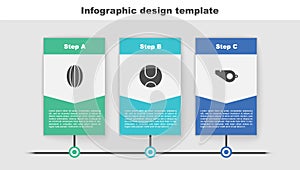 Set Rugby ball, Tennis and Whistle. Business infographic template. Vector