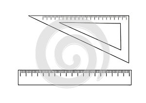 Set of ruler line icons. Vector colored stationery, measuring materials, office or school supplies isolated on white background.