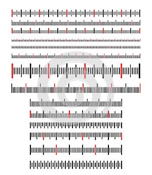 Set Of Rulers, Inches And Centimeters. Vector Illustration. Isolated On White Background