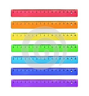 Set of rulers is plastic for measuring centimeters