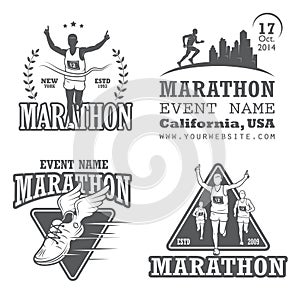 Set of running marathon and jogging emblems