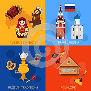 Set of Russia travel compositions with place for text. Russian symbols, travel Russia, Russian traditions, Folklore. Set