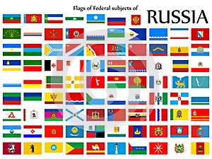 Set of Russian Federation Flags photo