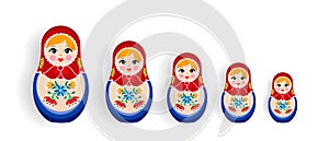 Set of russian nesting dolls or russia souvenir photo