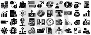 set of ryptocurrency web icons. outline thin line icons such as coin,budget accounting, ,bitcoin,greed,auction hammer,e-business,