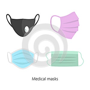 Set of safety breathing masks, breathing medical respiratory masks