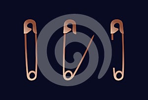 Copper safety pin illustration concept photo
