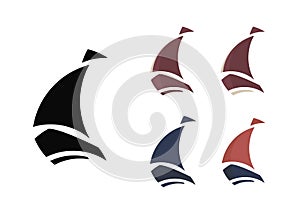 Set of Sail Boat Logo, vector logo concept, travel logo template.
